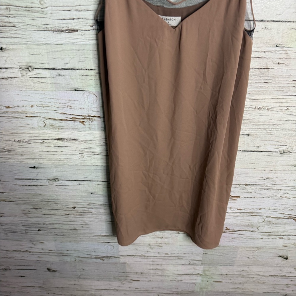 Babaton Circo slip dress aritzia mesh brown tan black size small - Picture 2 of 7